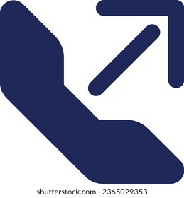 Icono de Ui glifo negro de llamada saliente. Llamando por mensajero. Comunicación en línea. Diseño de interfaz de usuario. Símbolo de silueta en el espacio blanco. Pictograma sólido para web, móvil. Ilustración vectorial aislada