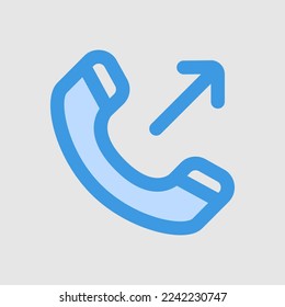 Icono de llamada saliente en azul, uso para presentación de aplicación móvil del sitio web