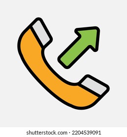 Icono de llamada saliente en estilo de línea rellena sobre comunicación, uso para presentación de aplicación móvil del sitio web