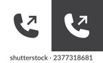 Outgoing call icon in flat style. Telephone call icons with symbol of caller, Phone sign. Isolated round collection of ringing phone. Flat button on black and white background. Vector illustration.