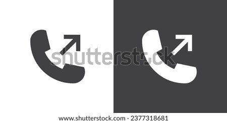 Outgoing call icon in flat style. Telephone call icons with symbol of caller, Phone sign. Isolated round collection of ringing phone. Flat button on black and white background. Vector illustration.