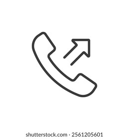 Outgoing call, icon in line design. Outgoing, call, phone, communication, mobile, dialing, contact on white background vector. Outgoing call editable stroke icon