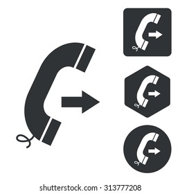 Outgoing call icon set, monochrome, isolated on white