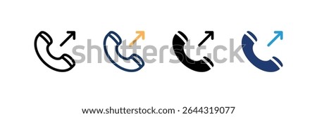 Outgoing Call icon set multiple style collection. Vector illustration.