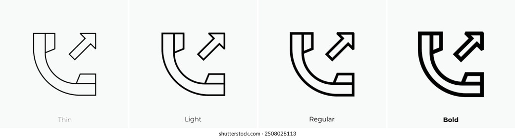 outgoing call icon. Thin, Light Regular And Bold style design isolated on white background