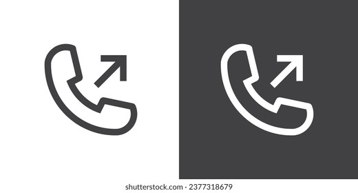 Outgoing call icons. Telephone call icons with symbol of caller, Phone sign icon. Isolated round collection of ringing phone. Flat button on black and white background. Vector illustration.