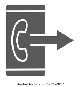 Outgoing call line icon, smartphone and ring, button sign, vector graphics, a linear pattern on a white background, eps 10.
