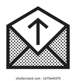 Correo electrónico saliente. Icono lleno de puntos.