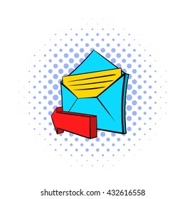 Outgoing e-mail icon, pop-art style