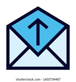 Outgoing Email. Simple Vector Color Icon.