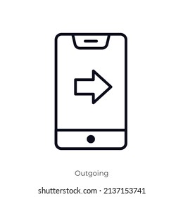 Icono de salida. Diseño de icono de estilo de esquema aislado en fondo blanco