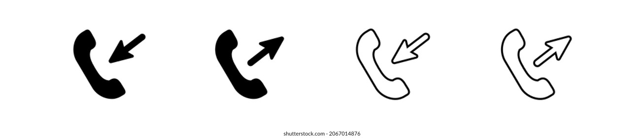 Outgoing and incoming call icons set.