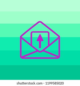 Icono de línea de mensaje saliente, signo de vector de contorno, pictograma de estilo lineal aislado en blanco. Enviar símbolo de correo electrónico, ilustración del logotipo. Trazo editable