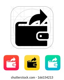 Outgoing payment from wallet icon on white background. Vector illustration.