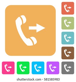 Outgoing phone call flat icons on rounded square vivid color backgrounds.