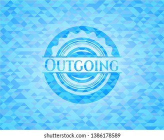 Outgoing realistic sky blue emblem. Mosaic background