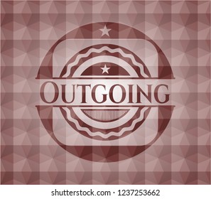 Outgoing red seamless emblem with geometric background.