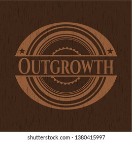 Outgrowth badge with wood background