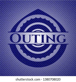 Outing emblem with jean background