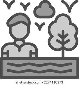 Outing Line Filled Greyscale Vector Icon Design
