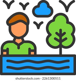 Outing Line Filled Vector Icon Design