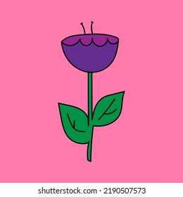 Outlandish abstract flower hand drawing in doodle style.