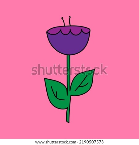 Outlandish abstract flower hand drawing in doodle style.