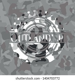Outlandish grey camouflaged emblem. Vector Illustration.