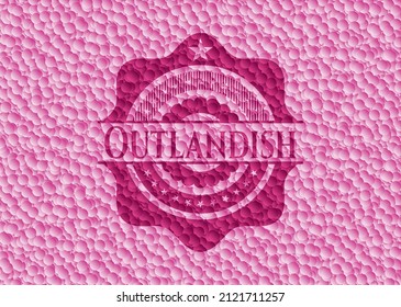 Banda rosa espantosa con fondo de burbujas. Ilustración vectorial. Detallado. 