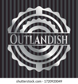 Outlandish silvery emblem or badge. Vector Illustration. Mosaic. 