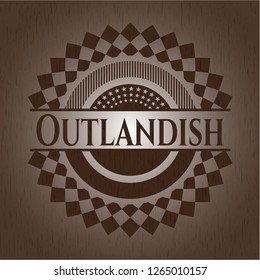 Outlandish wooden emblem. Retro