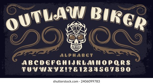 Outlaw Biker ist ein einzigartiges stylisiertes Alphabet mit edgy Punkten und 3D-Effekten.