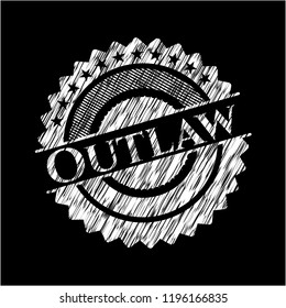 Outlaw Chalkboard Emblem On Black Board