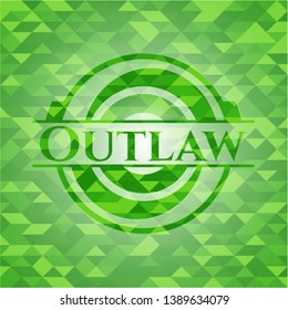 Outlaw green emblem. Mosaic background. Vector Illustration. Detailed.