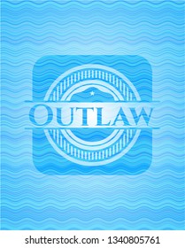 Outlaw light blue water badge background.