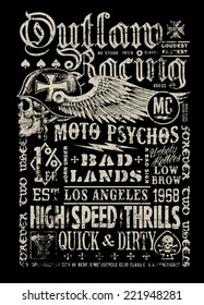 Outlaw Racing vintage poster t-shirt graphic