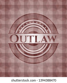 Outlaw red badge with geometric pattern background. Seamless.
