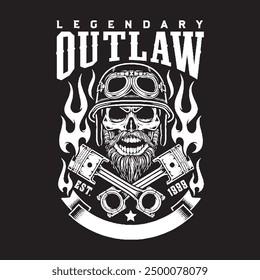 OUTLAW Skull T-shirt Art Design