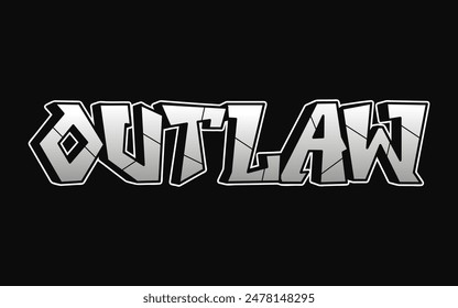 Outlaw word trippy psychedelic graffiti style letters.Vector hand drawn doodle cartoon logo Outlaw illustration. Funny cool trippy letters, fashion, graffiti style print for t-shirt, poster 