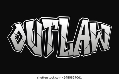 Outlaw word trippy psychedelic graffiti style letters.Vector hand drawn doodle cartoon logo Outlaw illustration. Funny cool trippy letters, fashion, graffiti style print for t-shirt, poster 