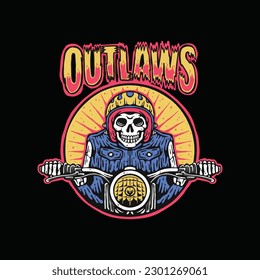 Outlaws rider tee graphic vectors.