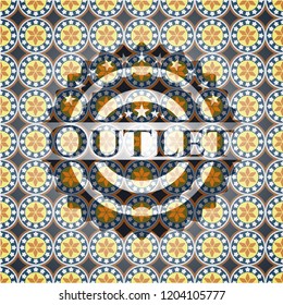 Outlet arabic badge background. Arabesque decoration.