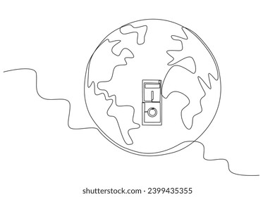 An outlet attached to the earth. Earth Hour one-line drawing