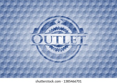 Outlet blue hexagon emblem. Vector Illustration. Detailed.