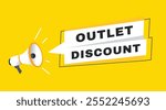 Outlet discount banner announce flat design graphic element.  Poster or marketing sign.