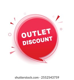 Outlet discount banner, announcement design speech bubble icon. vector graphic design.