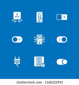 outlet icon. 9 outlet set with plug and switch vector icons for web and mobile app