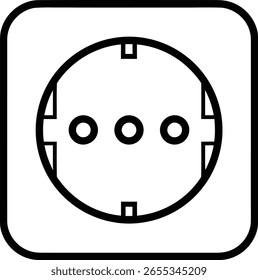 Icono de salida Una descripción simple pero informativa de una toma de corriente estándar, ideal para ilustrar conceptos de energía, energía y conectividad