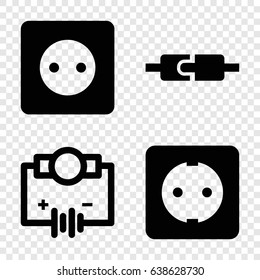 Outlet icons set. set of 4 outlet filled icons such as plug socket, electricity