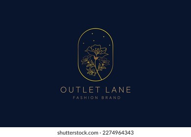 outlet lane botanical boho logo design, fashion and beauty logo